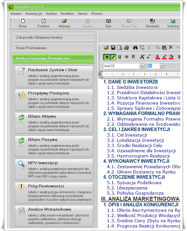 iBiznesPlan Std ekran główny